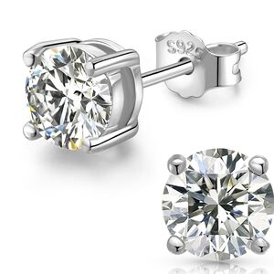 S925 Moissainte Stud Earrings 1.0ct (6.5mm)
